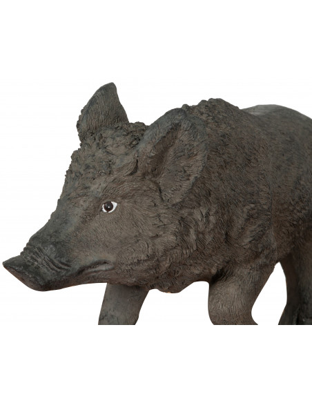 Javali em resina com acabamento antigo: foto detalhe frontal - Biscottini.it