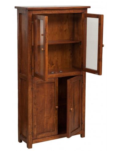 Vetrina Credenza Country in legno massello di tiglio finitura noce : foto particolare ante aperte - Biscottini.it Vetrina Credenza Country in legno massello di tiglio finitura noce : foto particolare ante aperte - Biscottini.it
