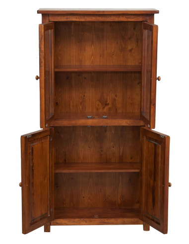 Vetrina Credenza Country in legno massello di tiglio finitura noce: foto vista ripiani - Biscottini.it Vetrina Credenza Country in legno massello di tiglio finitura noce: foto vista ripiani - Biscottini.it