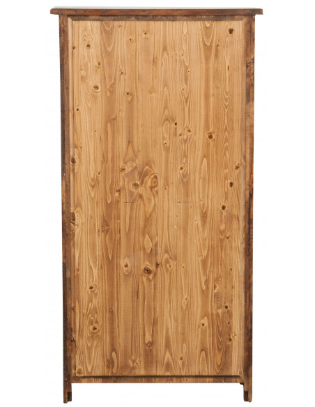 Vetrina Credenza Country in legno massello di tiglio finitura noce: foto vista del retro - Biscottini.it