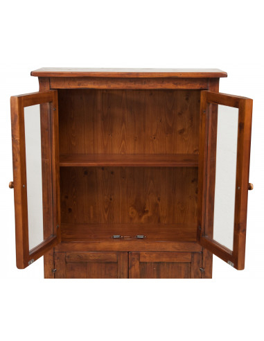 Vetrina Credenza Country in legno massello di tiglio finitura noce: foto particolare della vetrina aperta - Biscottini.it Vetrina Credenza Country in legno massello di tiglio finitura noce: foto particolare della vetrina aperta - Biscottini.it