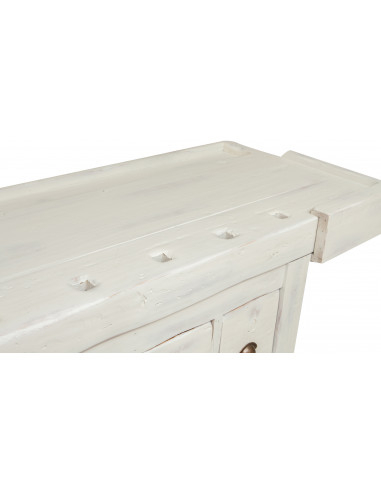 Bancada country em madeira maciça de limão com acabamento branco antigo: foto detalhada da bancada - Biscottini.it Bancada country em madeira maciça de limão com acabamento branco antigo: foto detalhada da bancada - Biscottini.it