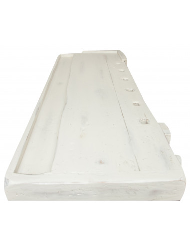 Banco da lavoro Country in legno massello di tiglio finitura bianca anticata: foto vista laterale del piano - Biscottini.it Banco da lavoro Country in legno massello di tiglio finitura bianca anticata: foto vista laterale del piano - Biscottini.it