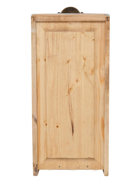 Banco da lavoro Country in legno massello di tiglio finitura bianca anticata: foto retro cassetto - Biscottini.it