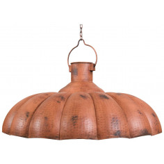Lustre suspenso industrial não eletrificado W85xDP85xH40 cm em ferro com acabamento laranja antigo