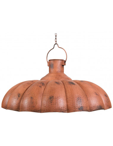 Lampadario Industrial a sospensione non elettrificato L85xPR85xH40 cm in ferro finitura arancio anticata