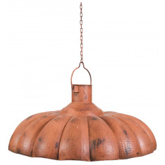 Lustre suspenso industrial não eletrificado W85xDP85xH40 cm em ferro com acabamento laranja antigo 2