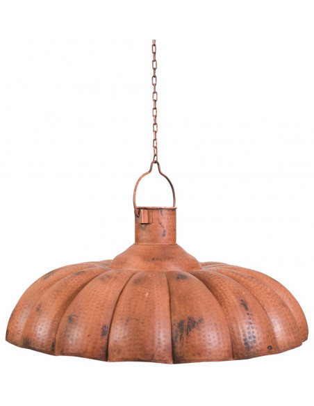 Lampadario Industrial a sospensione non elettrificato L85xPR85xH40 cm in ferro finitura arancio anticata