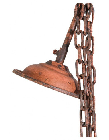 Lustre suspenso industrial não eletrificado W85xDP85xH40 cm em ferro com acabamento laranja antigo Lustre suspenso industrial não eletrificado W85xDP85xH40 cm em ferro com acabamento laranja antigo
