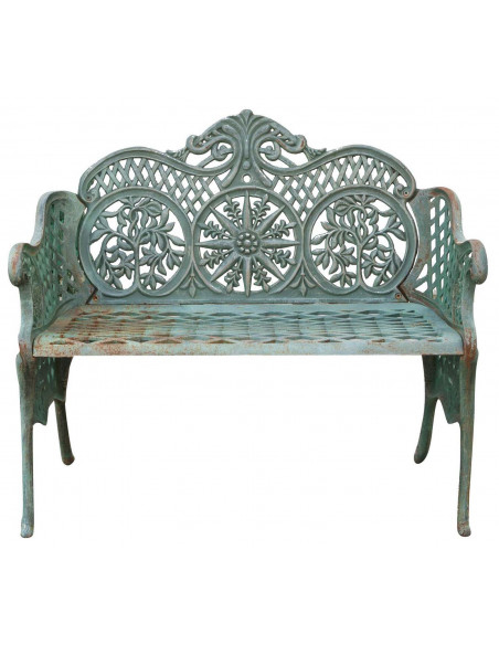 Panchina Liberty in ghisa finitura verde anticata 110x55x90 cm