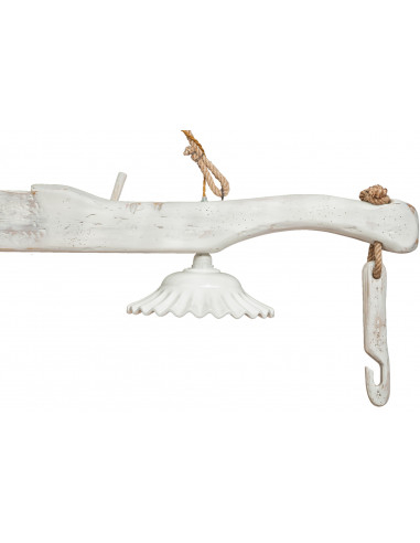 Lustre Yoke em madeira maciça de cal branca antiga: foto particular com placa e gancho de reboque - Biscottini.it Lustre Yoke em madeira maciça de cal branca antiga: foto particular com placa e gancho de reboque - Biscottini.it