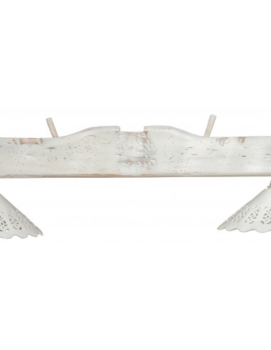 Giogo lampadario in legno massello di tiglio finitura bianca anticata: foto particolare centrale - Biscottini.it Giogo lampadario in legno massello di tiglio finitura bianca anticata: foto particolare centrale - Biscottini.it