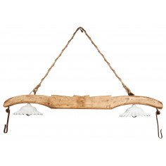 Giogo lampadario in legno massello di tiglio finitura naturale L161xPR30xH41 cm - Biscottini.it