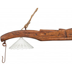 Giogo lampadario in legno massello di tiglio finitura noce L161xPR30xH41 cm - Biscottini.it 2