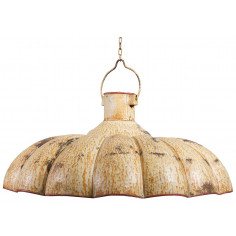 Lampadario Industrial a sospensione non elettrificato L85xPR85xH40 cm in ferro finitura crema anticata
