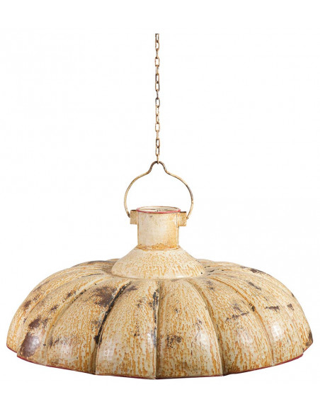 Lampadario Industrial a sospensione non elettrificato L85xPR85xH40 cm in ferro finitura crema anticata