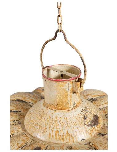 Lustre pendente industrial não eletrificado W85xDP85xH40 cm em ferro, acabamento creme antigo Lustre pendente industrial não eletrificado W85xDP85xH40 cm em ferro, acabamento creme antigo