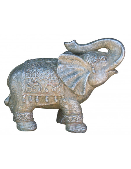 Elefante in resina finitura oro anticato L25xPR48xH40 cm - Biscottini.it