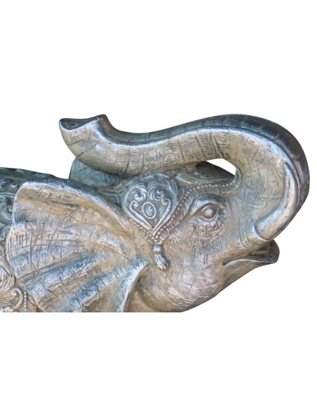Elefante in resina finitura oro anticato: foto particolare del volto - Biscottini.it