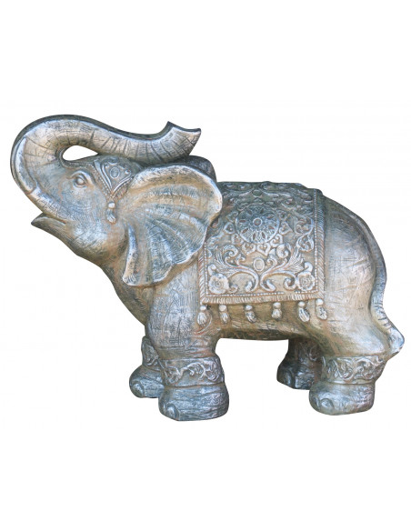 Elefante in resina finitura oro anticato: foto particolare laterale - Biscottini.it