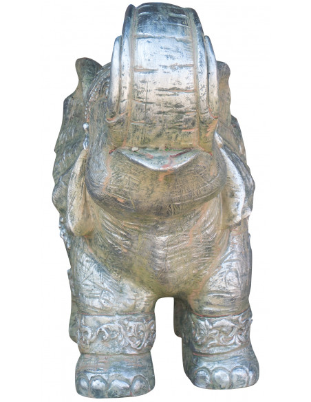 Elefante in resina finitura oro anticato: foto particolare frontale - Biscottini.it