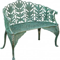 Panchina Liberty in ghisa finitura verde anticata L110xPR60xH90 cm - Biscottini.it