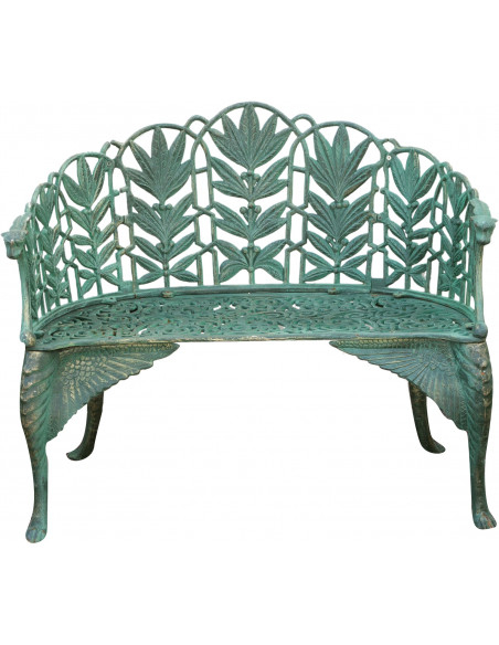 Art Nouveau bench em acabamento de ferro fundido: vista frontal - Biscottini.it