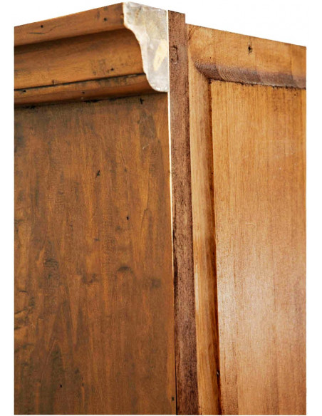 Vetrina Country in legno massello di tiglio finitura noce 109x36x180 cm