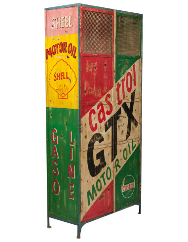 Armário de oficina em ferro pintado à mão L90xDP43xH198 cm Armário de oficina em ferro pintado à mão L90xDP43xH198 cm