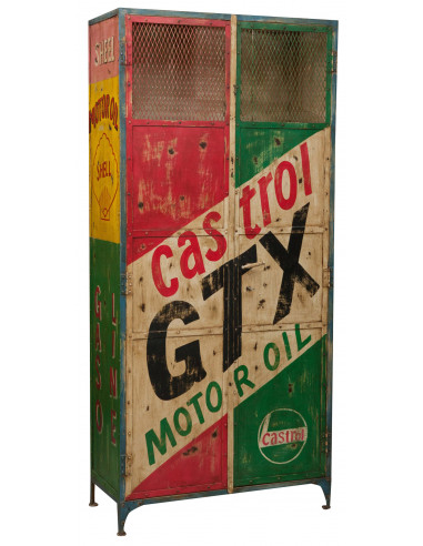 Armadietto da officina in ferro dipinto a mano L90xPR43xH198 cm