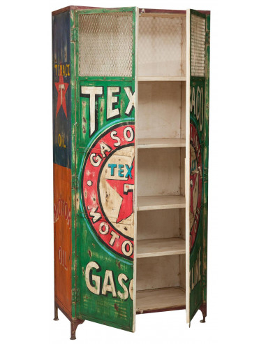 Armário de oficina em ferro pintado à mão L90xDP43xH198 cm Armário de oficina em ferro pintado à mão L90xDP43xH198 cm