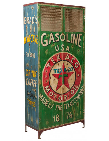 Armadietto da officina in ferro dipinto a mano L90xPR43xH198 cm Armadietto da officina in ferro dipinto a mano L90xPR43xH198 cm