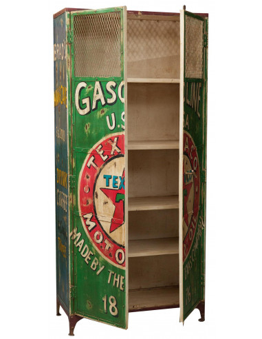 Armadietto da officina in ferro dipinto a mano L90xPR43xH198 cm Armadietto da officina in ferro dipinto a mano L90xPR43xH198 cm