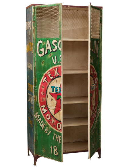 Armadietto da officina in ferro dipinto a mano L90xPR43xH198 cm