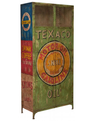 Armário de oficina em ferro pintado à mão L90xDP43xH198 cm Armário de oficina em ferro pintado à mão L90xDP43xH198 cm