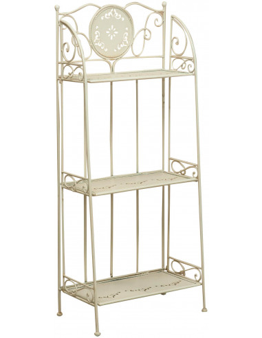 Etagere multifunzione richiudibile in ferro battuto finitura bianca anticata L48xPR27xH113 cm