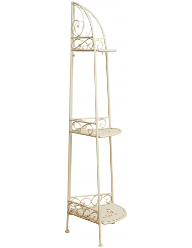 Etagere de canto multifuncional dobrável em ferro forjado, acabamento branco antigo L40xDP28xH110 cm Etagere de canto multifuncional dobrável em ferro forjado, acabamento branco antigo L40xDP28xH110 cm