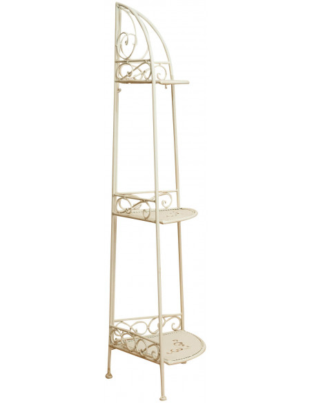 Etagere de canto multifuncional dobrável em ferro forjado, acabamento branco antigo L40xDP28xH110 cm