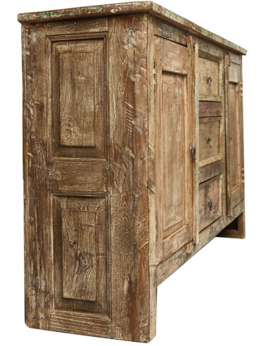 Credenza in legno massiccio riciclato L138XPR36xH84 cm: vista laterale - Biscottini.it Credenza in legno massiccio riciclato L138XPR36xH84 cm: vista laterale - Biscottini.it