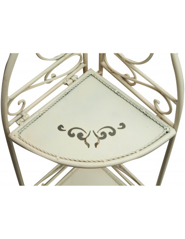 Etagere ad angolo multifunzione richiudibile in ferro battuto finitura bianca anticata L40xPR28xH110 cm Etagere ad angolo multifunzione richiudibile in ferro battuto finitura bianca anticata L40xPR28xH110 cm