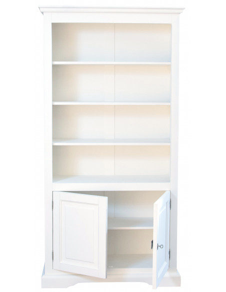 Libreria in legno massello di tiglio finitura bianca anticata 108x38x211 cm - Biscottini.it