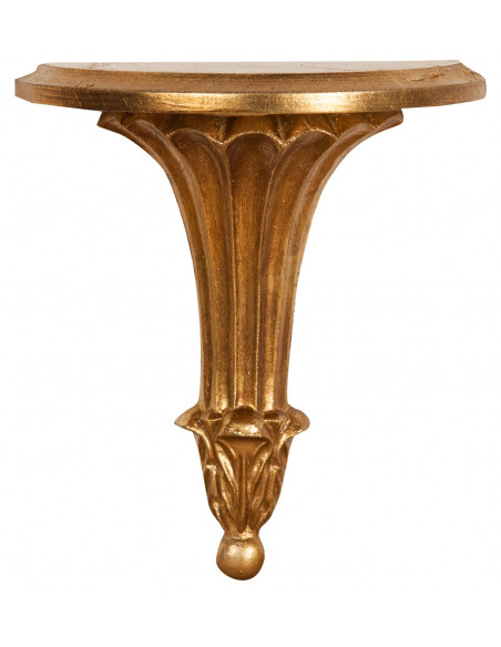 Prateleira de parede em madeira com um acabamento de folha de ouro Made in Italy L21xPR11xH23 cm - Biscottini.it