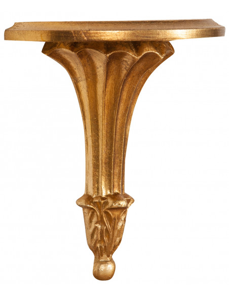 Prateleira de parede em madeira com um acabamento de folha de ouro Made in Italy L21xPR11xH23 cm - Biscottini.it