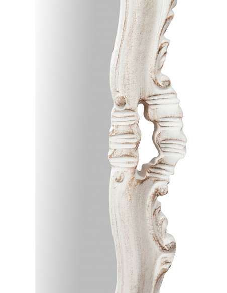 Espelho de parede de madeira com acabamento branco antigo Made in Italy L68xDP5,5xH122 cm - Biscottini.it