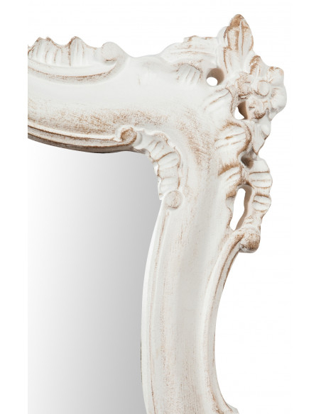 Espelho de parede de madeira com acabamento branco antigo Made in Italy L68xDP5,5xH122 cm - Biscottini.it