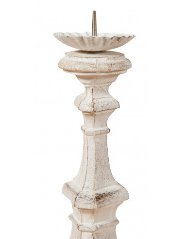 Candeliere in legno finitura bianca anticata Made in Italy L30XPR15XH16 cm Candeliere in legno finitura bianca anticata Made in Italy L30XPR15XH16 cm