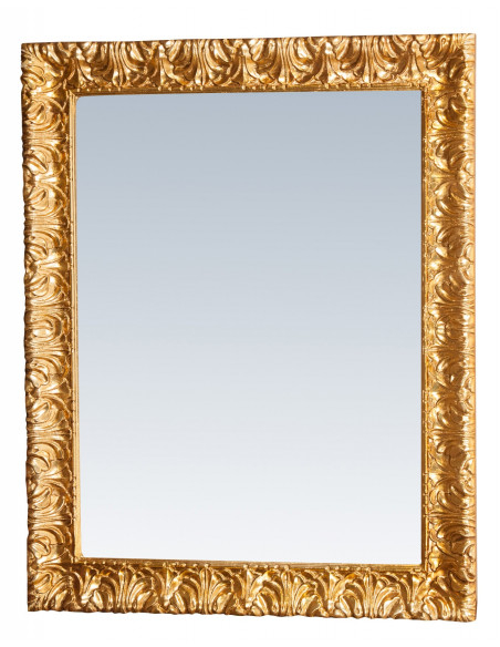 Specchiera da parete verticale/orizzontale in legno finitura foglia oro anticato Made in Italy L83xPR5,5xH105 cm - Biscottini.it