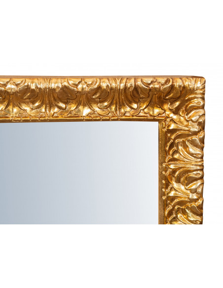 Specchiera da parete verticale/orizzontale in legno finitura foglia oro anticato Made in Italy L83xPR5,5xH105 cm - Biscottini.it