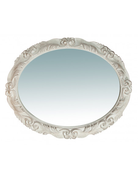 Espelho de parede vertical/horizontal de madeira com acabamento branco antigo Made in Italy L78xDP7xH98cm - Biscottini.it