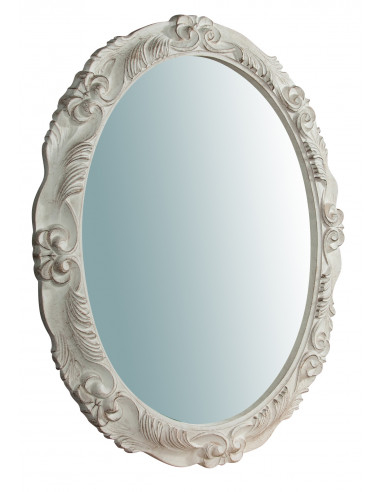 Espelho de parede vertical/horizontal de madeira com acabamento branco antigo Made in Italy L78xDP7xH98cm - Biscottini.it